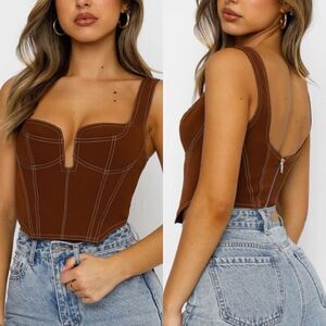 White fox boutique she’s the one bustier‎ brown corset top women’s size XS